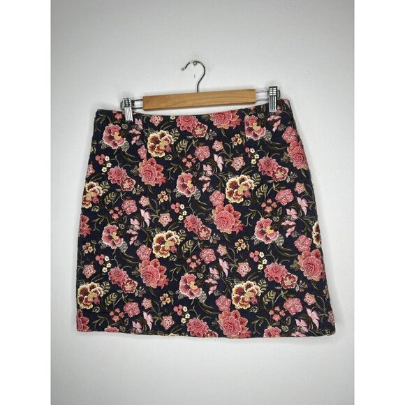 LOFT Floral Blue Pink Tapestry Pencil Spring Skirt Size 8 - Picture 4 of 11